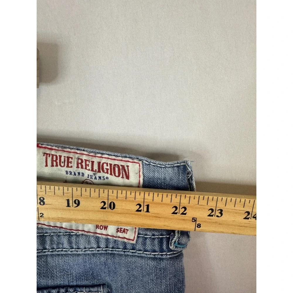 True Religion Ricky Relaxed Straight Distressed Blue Jeans Mens 44X30 Light Wash